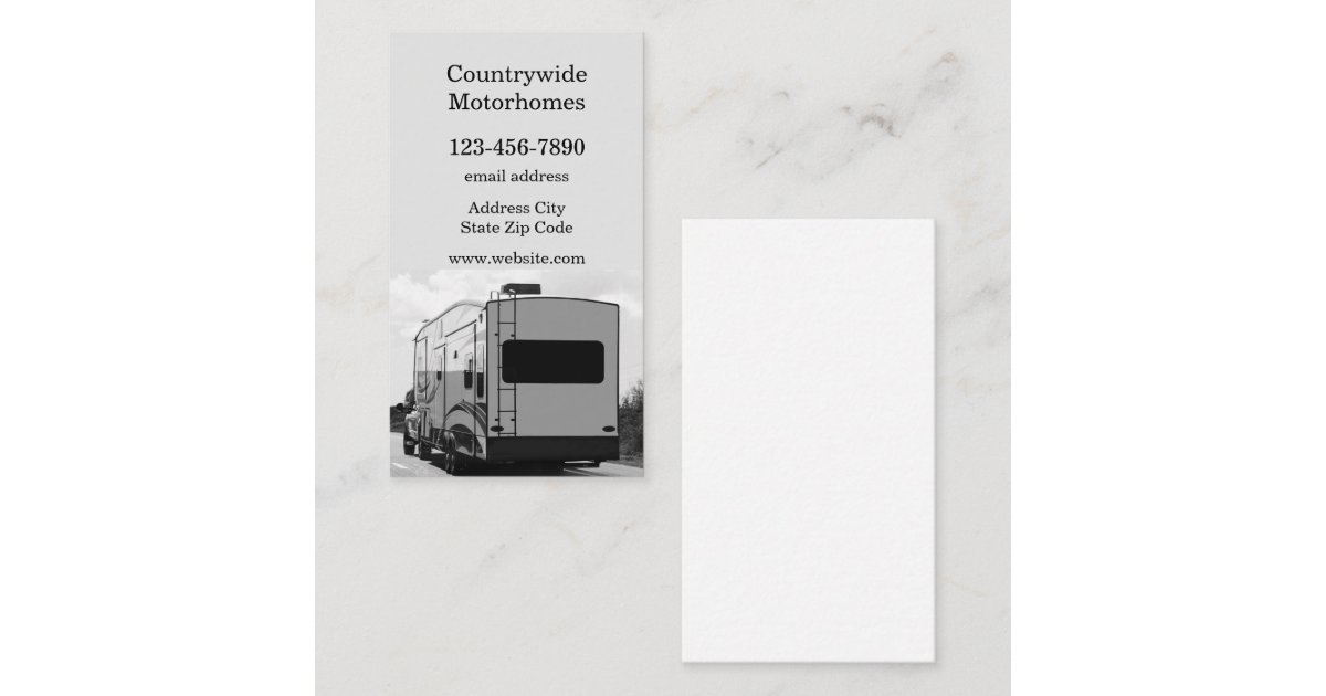 Motorhome RV Sales Business Card Zazzle