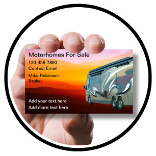 Motorhome Sales And Service Business Cards 