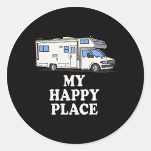 Motorhome T Shirts My Happy Place Cl C Classic Round Sticker