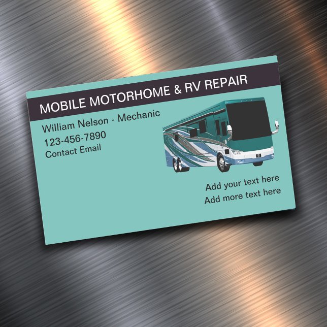 Motorhomes Recreational Travel  Magnetic Business Card (motorhome and rv repair mechanic magnetic business cards)