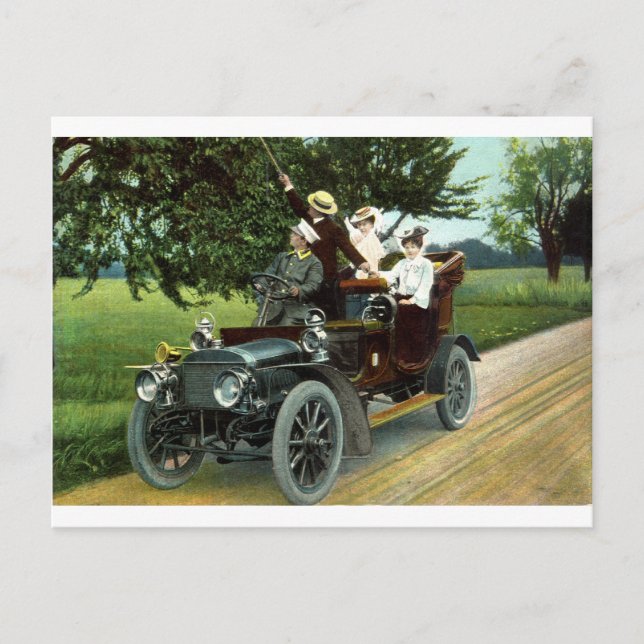 Motoring in 1910 Vintage Postcard (Front)