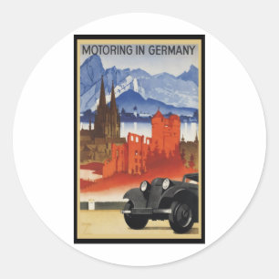 Motoring In Germany Classic Round Sticker