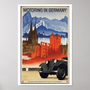 Motoring in Germany Vintage Travel Poster