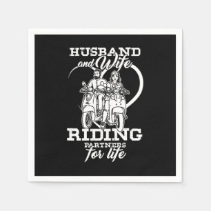 Motorist Couple Lovers Motorcycle Husband And Wife Napkin