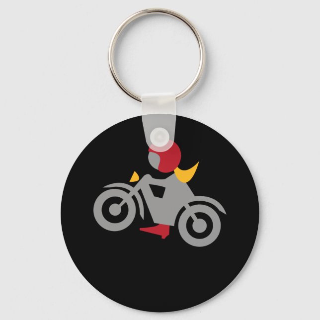 Motorradfahrerin von Emma Shirt Key Ring (Front)
