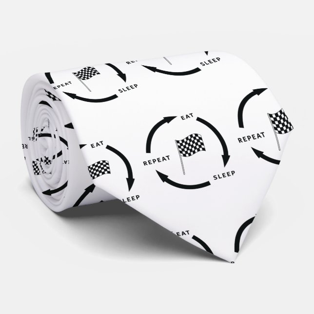 Motorsport Eat Sleep Repeat Sports Fan Saying Tie (Rolled)