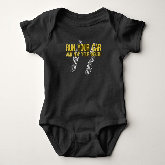 Motorsport Fan Mechanic Drag Racing Racing Car Baby Bodysuit (Front)