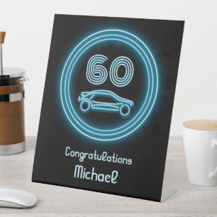 Motorsports Fast Car Theme - Any Number Masculine Pedestal Sign