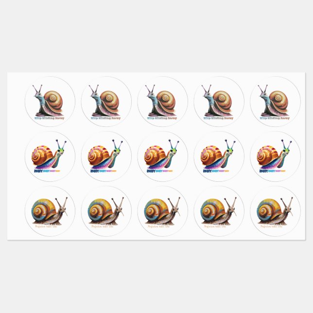 Motovational Group Of 3 Different Snail Stickers (Sheet)