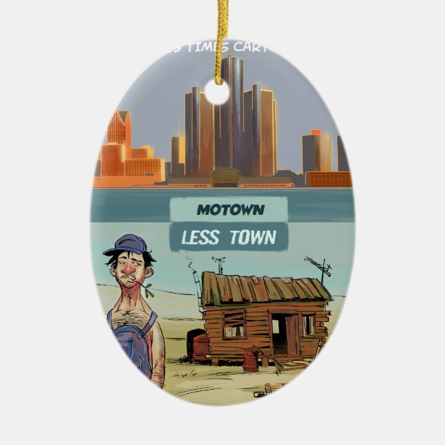 Motown LessTown Funny Ceramic Tree Decoration (Front)
