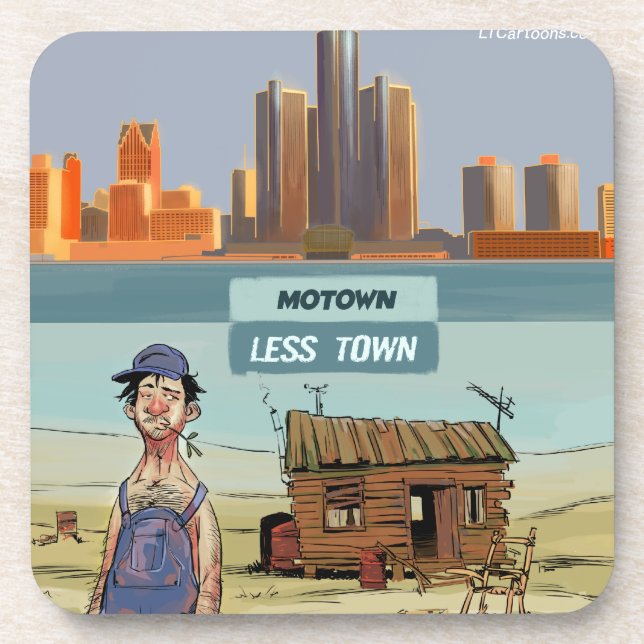 Motown LessTown Funny Coaster (Front)
