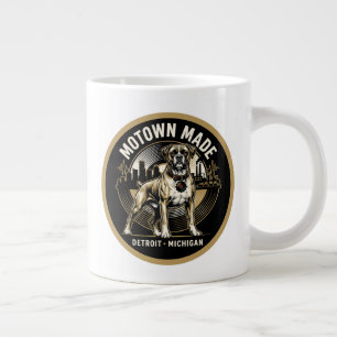Motown Made Detroit Boxer Dog Labor & Music Pride Large Coffee Mug