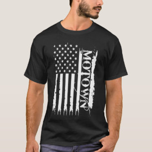 Motown United States Distressed w US Flag T-Shirt