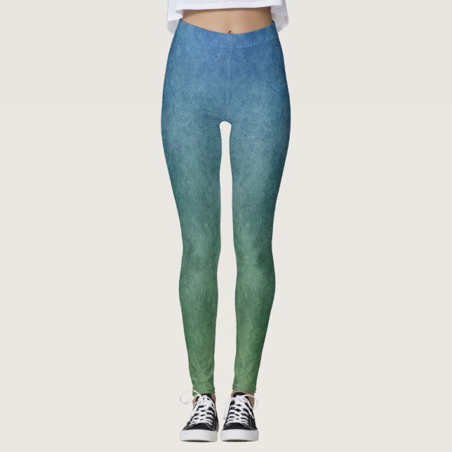 Mottled Blue to Green Gradient Leggings (Front)
