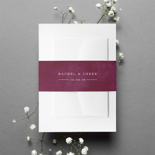 Mottled Cabernet Personalised Wedding Invitation Belly Band