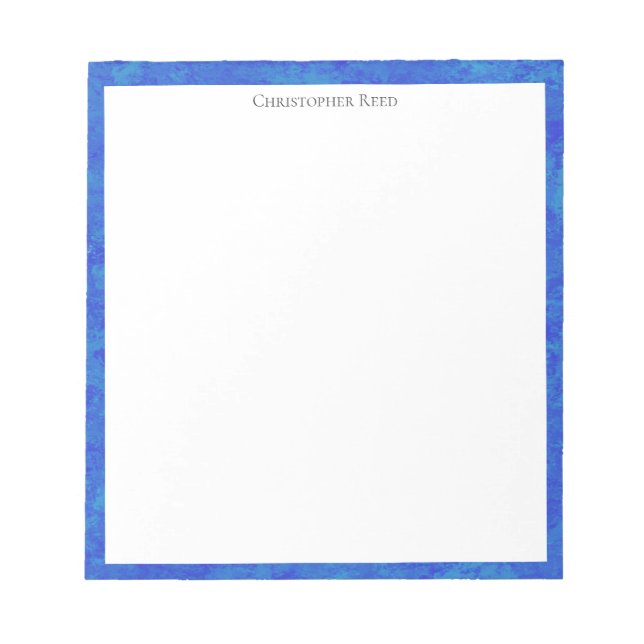Mottled Cobalt Blue Border Canvas Look Notepad (Front)