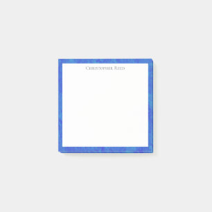 Mottled Cobalt Blue Canvas Look Border Post-it Notes
