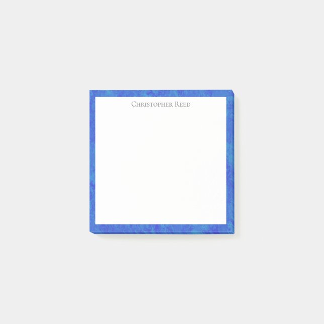 Mottled Cobalt Blue Canvas Look Border Post-it Notes (Front)