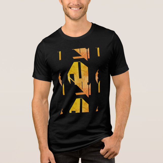 Mottled Gold Orange Southwest-inspired Abstract Tri-Blend Shirt (Front)