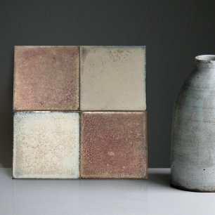 Mottled Marbled Earth Tone Set of 4 Wall Decor Ceramic Tile