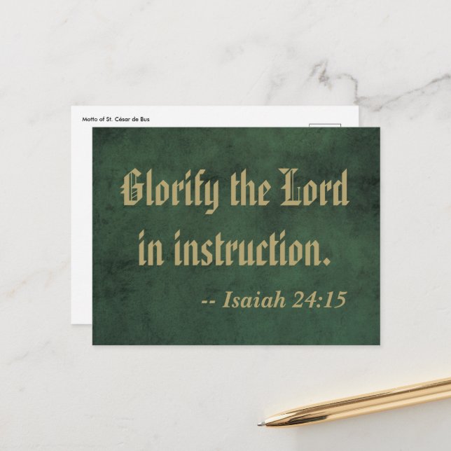 Motto of St. César de Bus (SLE 001) Postcard (Front/Back In Situ)