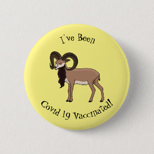 Mouflon goat illustration 6 cm round badge