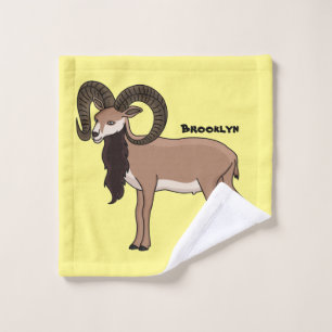 Mouflon goat illustration bath towel set