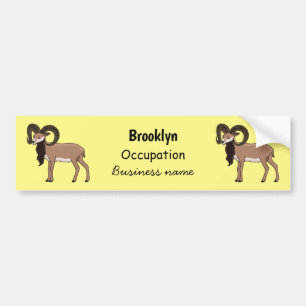 Mouflon goat illustration bumper sticker