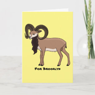 Mouflon goat illustration card