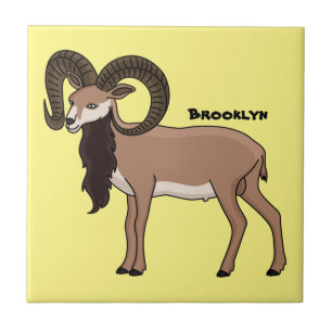 Mouflon goat illustration ceramic tile