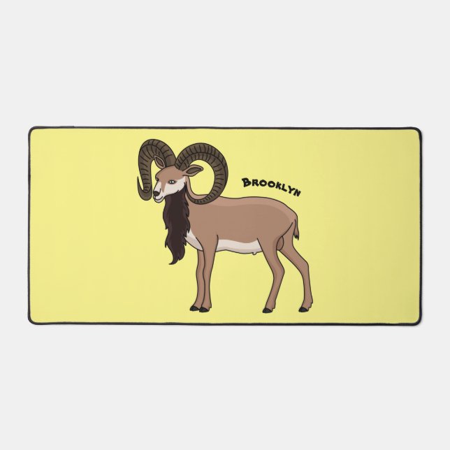 Mouflon goat illustration desk mat (Front)