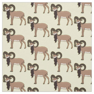 Mouflon goat illustration fabric