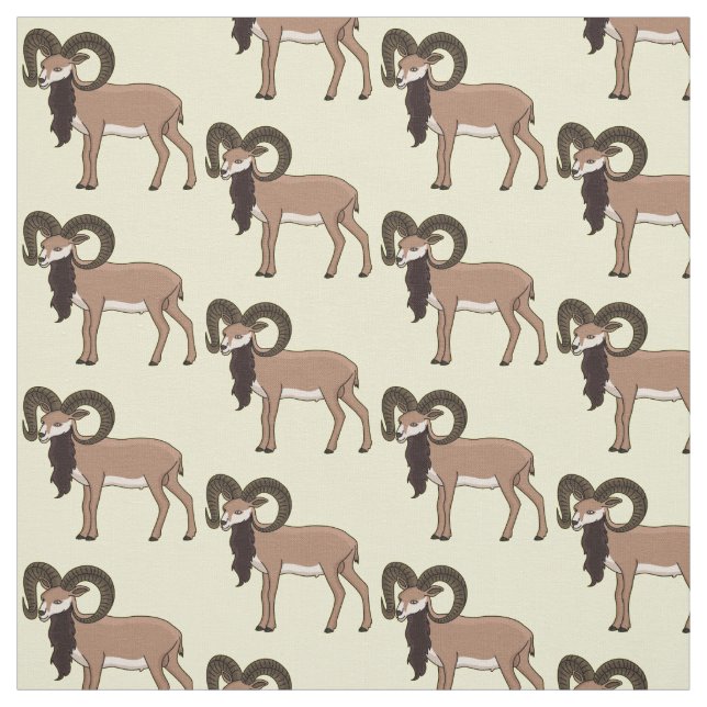 Mouflon goat illustration fabric (Swatch)