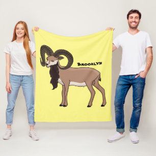 Mouflon goat illustration fleece blanket