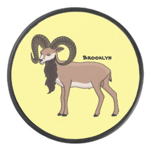 Mouflon goat illustration hockey puck
