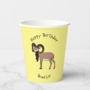 Mouflon goat illustration paper cups