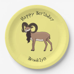 Mouflon goat illustration paper plate