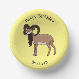 Mouflon goat illustration paper plate