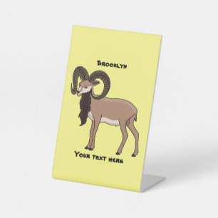 Mouflon goat illustration pedestal sign