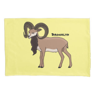 Mouflon goat illustration pillowcase