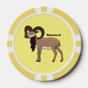 Mouflon goat illustration poker chips