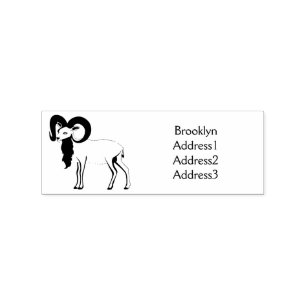 Mouflon goat illustration rubber stamp