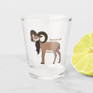 Mouflon goat illustration shot glass
