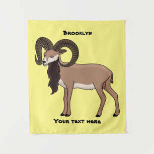Mouflon goat illustration tapestry