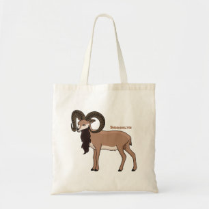 Mouflon goat illustration tote bag