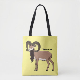 Mouflon goat illustration tote bag