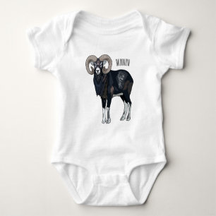Mouflon sheep cartoon illustration baby bodysuit