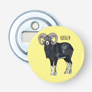 Mouflon sheep cartoon illustration bottle opener