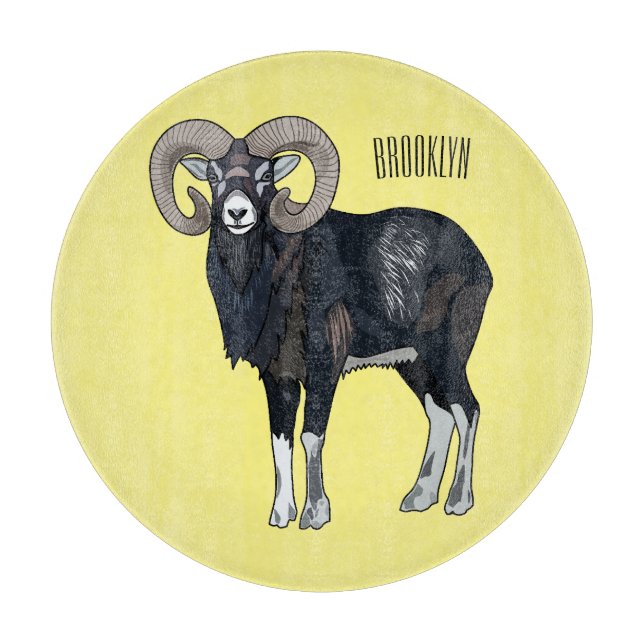 Mouflon sheep cartoon illustration cutting board (Front)