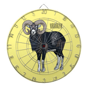 Mouflon sheep cartoon illustration dartboard